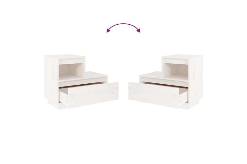 beBasic sengeborde 2 stk. 60x34x51 cm massivt fyrretræ hvid - Hvid - Møbler - Borde - Aflastningsbord - Sengebord