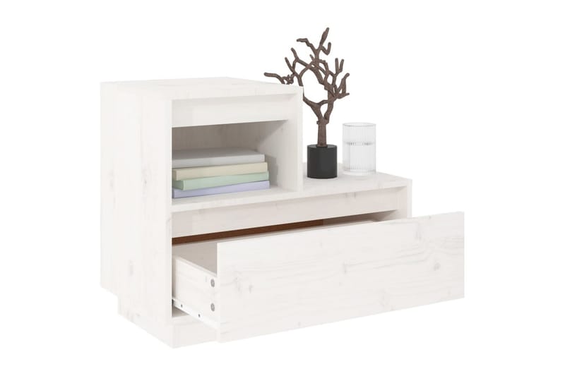 beBasic sengeborde 2 stk. 60x34x51 cm massivt fyrretræ hvid - Hvid - Sengebord