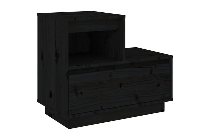 beBasic sengeborde 2 stk. 60x34x51 cm massivt fyrretræ sort - Sort - Sengebord