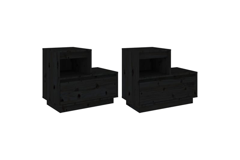 beBasic sengeborde 2 stk. 60x34x51 cm massivt fyrretræ sort - Sort - Møbler - Borde - Aflastningsbord - Sengebord