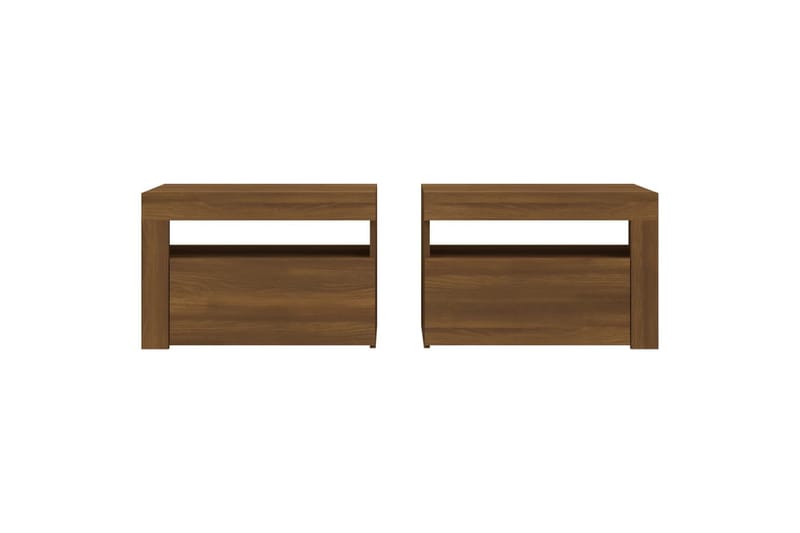 beBasic sengeborde 2 stk. 60x35x40 cm med LED-lys brun egetræsfarve - Brun - Møbler - Borde - Aflastningsbord - Sengebord