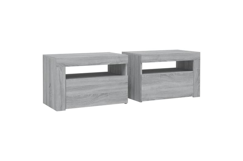 beBasic sengeborde 2 stk. 60x35x40 cm med LED-lys grå sonoma-eg - GrÃ¥ - Møbler - Borde - Aflastningsbord - Sengebord