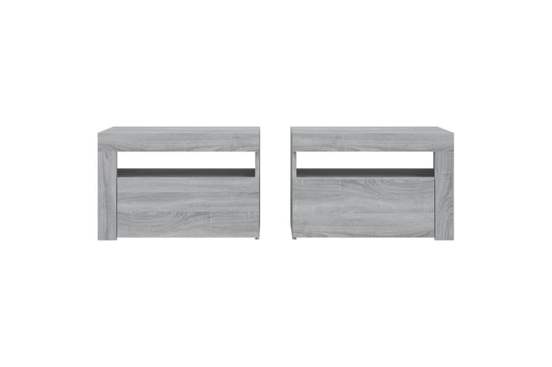 beBasic sengeborde 2 stk. 60x35x40 cm med LED-lys grå sonoma-eg - GrÃ¥ - Møbler - Borde - Aflastningsbord - Sengebord