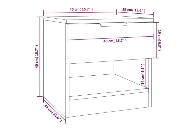 beBasic sengeborde 2 stk. konstrueret træ betongrå - GrÃ¥ - Sengebord