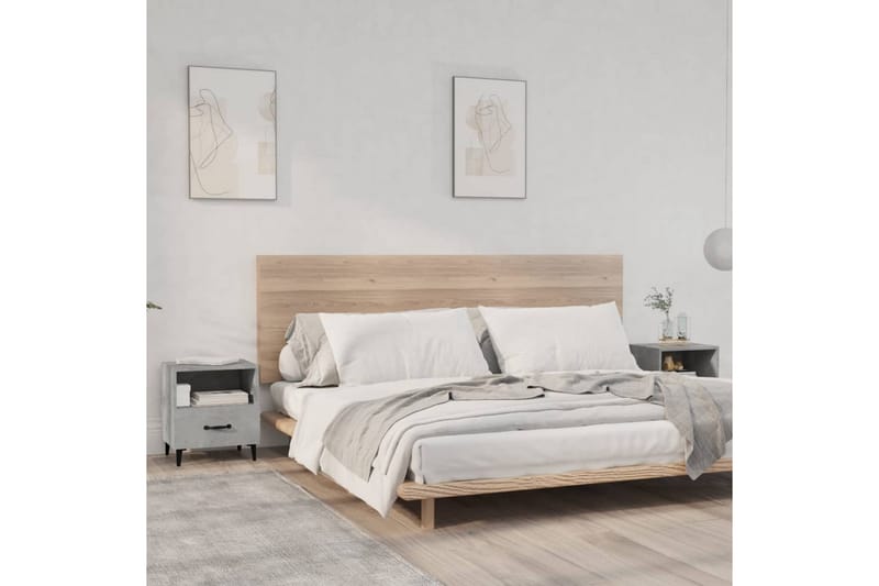 beBasic sengeborde 2 stk. konstrueret træ betongrå - GrÃ¥ - Møbler - Borde - Aflastningsbord - Sengebord