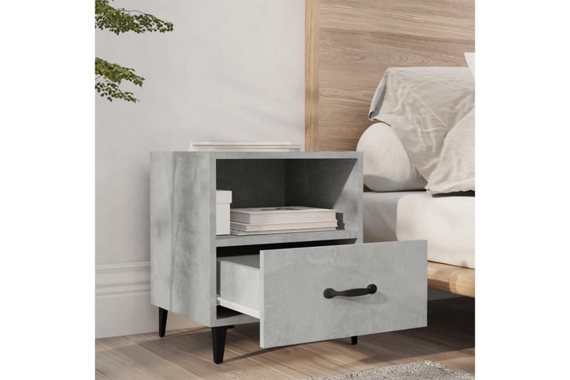 beBasic sengeborde 2 stk. konstrueret træ betongrå - GrÃ¥ - Møbler - Borde - Aflastningsbord - Sengebord
