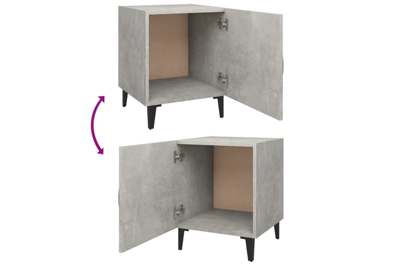 beBasic sengeborde 2 stk. konstrueret træ betongrå - GrÃ¥ - Møbler - Borde - Aflastningsbord - Sengebord