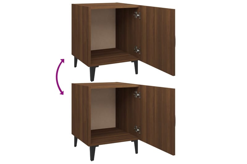 beBasic sengeborde 2 stk. konstrueret træ brun egetræsfarve - Brun - Møbler - Borde - Aflastningsbord - Sengebord