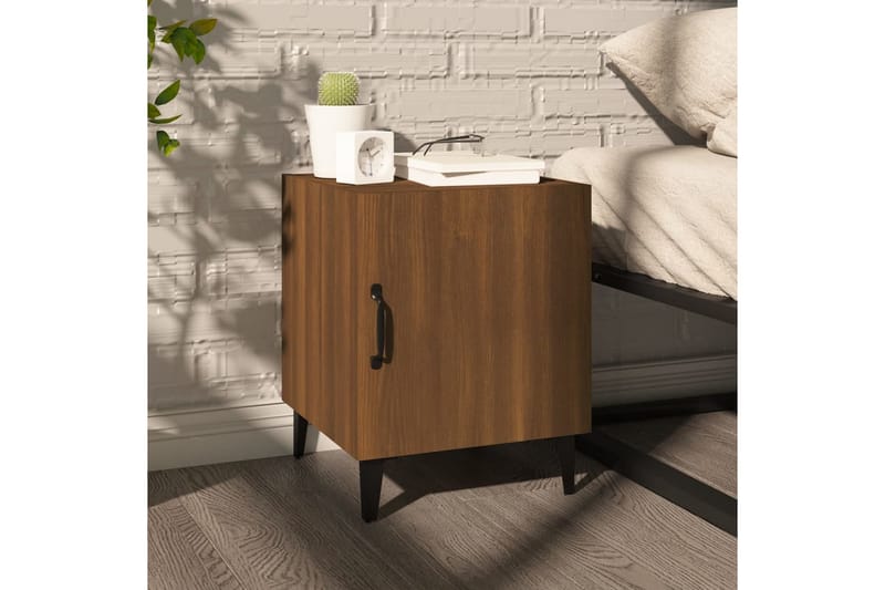 beBasic sengeborde 2 stk. konstrueret træ brun egetræsfarve - Brun - Møbler - Borde - Aflastningsbord - Sengebord