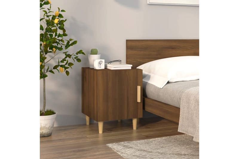beBasic sengeborde 2 stk. konstrueret træ brun egetræsfarve - Brun - Møbler - Borde - Aflastningsbord - Sengebord