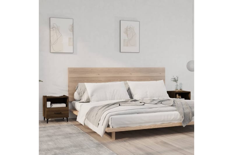 beBasic sengeborde 2 stk. konstrueret træ brun egetræsfarve - Brun - Møbler - Borde - Aflastningsbord - Sengebord