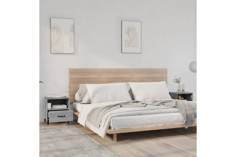 beBasic sengeborde 2 stk. konstrueret træ grå sonoma-eg - GrÃ¥ - Møbler - Borde - Aflastningsbord - Sengebord