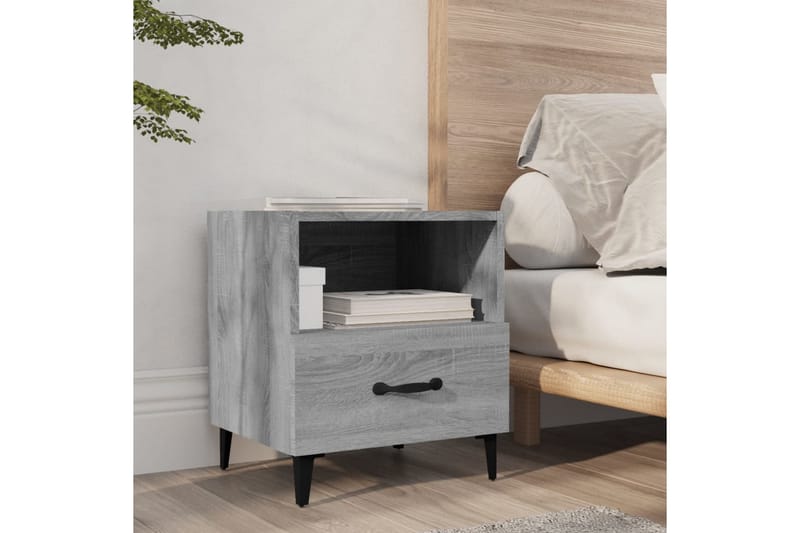 beBasic sengeborde 2 stk. konstrueret træ grå sonoma-eg - GrÃ¥ - Møbler - Borde - Aflastningsbord - Sengebord