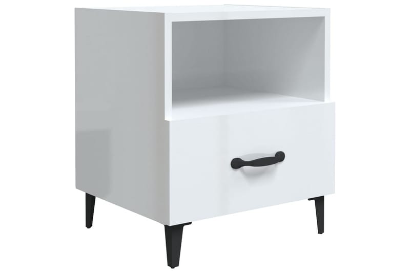 beBasic sengeborde 2 stk. konstrueret træ hvid højglans - Hvid - Møbler - Borde - Aflastningsbord - Sengebord