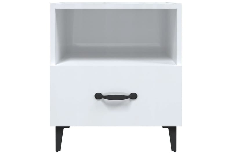 beBasic sengeborde 2 stk. konstrueret træ hvid højglans - Hvid - Møbler - Borde - Aflastningsbord - Sengebord