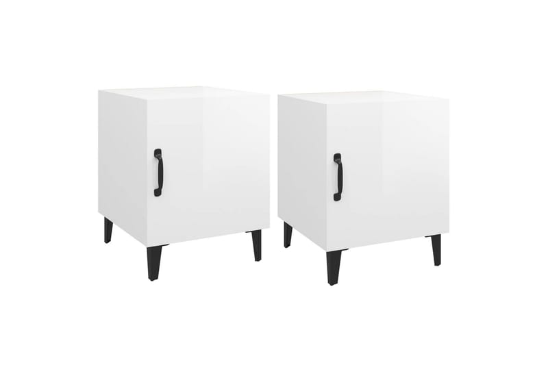 beBasic sengeborde 2 stk. konstrueret træ hvid højglans - Hvid - Møbler - Borde - Aflastningsbord - Sengebord
