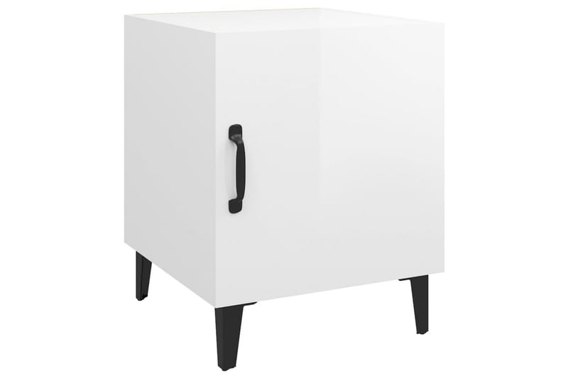 beBasic sengeborde 2 stk. konstrueret træ hvid højglans - Hvid - Møbler - Borde - Aflastningsbord - Sengebord