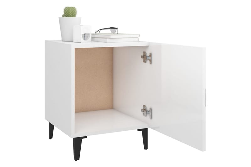 beBasic sengeborde 2 stk. konstrueret træ hvid højglans - Hvid - Møbler - Borde - Aflastningsbord - Sengebord