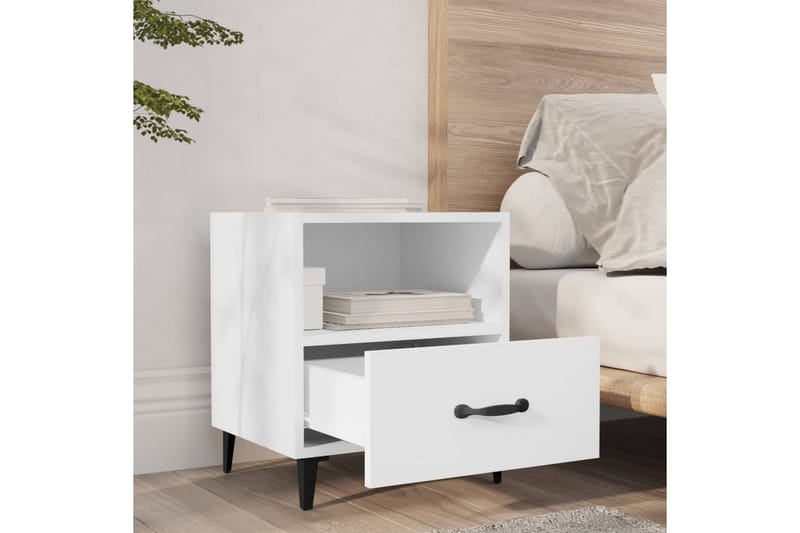 beBasic sengeborde 2 stk. konstrueret træ hvid - Hvid - Møbler - Borde - Aflastningsbord - Sengebord