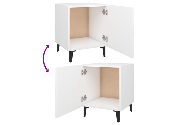 beBasic sengeborde 2 stk. konstrueret træ hvid - Hvid - Møbler - Borde - Aflastningsbord - Sengebord