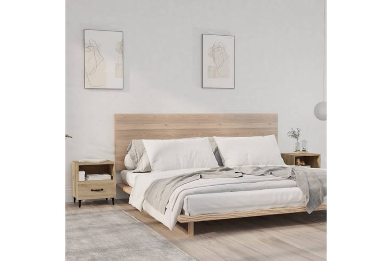 beBasic sengeborde 2 stk. konstrueret træ sonoma-eg - Brun - Møbler - Borde - Aflastningsbord - Sengebord