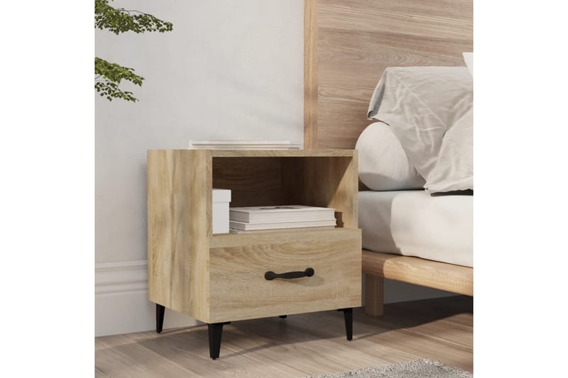 beBasic sengeborde 2 stk. konstrueret træ sonoma-eg - Brun - Møbler - Borde - Aflastningsbord - Sengebord