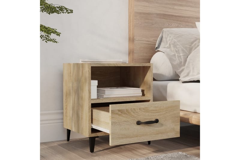 beBasic sengeborde 2 stk. konstrueret træ sonoma-eg - Brun - Møbler - Borde - Aflastningsbord - Sengebord