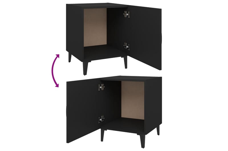 beBasic sengeborde 2 stk. konstrueret træ sort - Sort - Møbler - Borde - Aflastningsbord - Sengebord