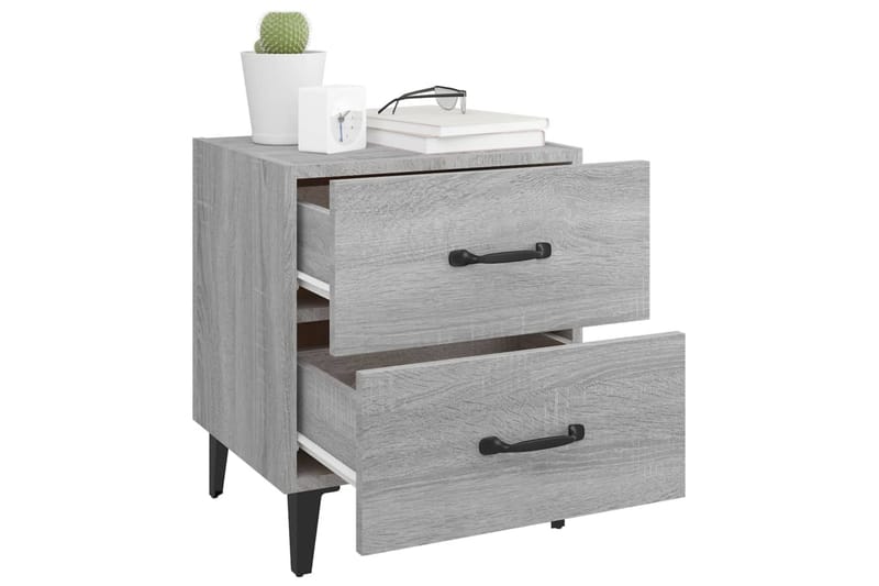 beBasic sengeborde 40x35x47,5 cm 2 stk. grå sonoma-eg - GrÃ¥ - Møbler - Borde - Aflastningsbord - Sengebord