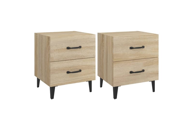 beBasic sengeborde 40x35x47,5 cm 2 stk. sonoma-eg - Brun - Møbler - Borde - Aflastningsbord - Sengebord