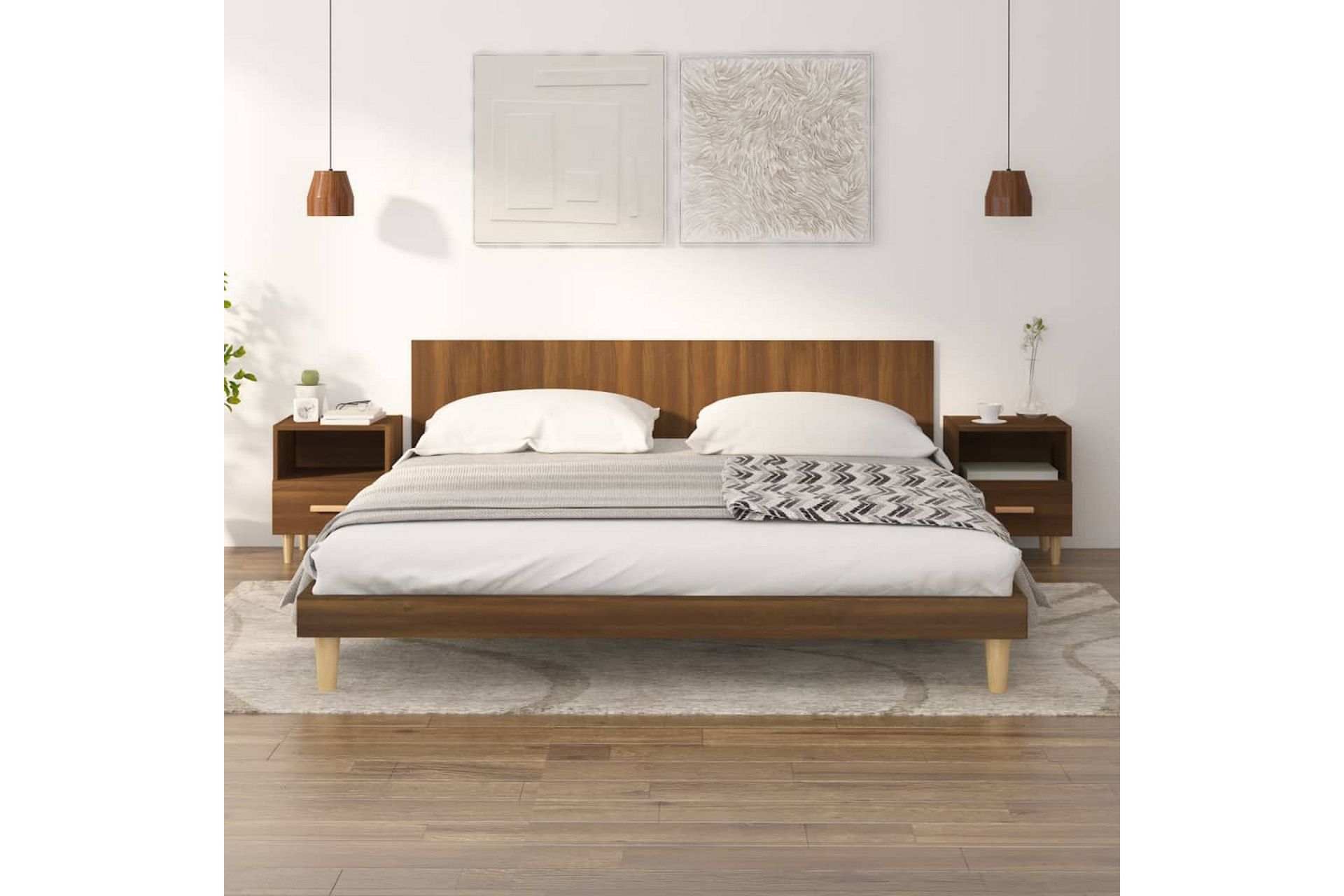 beBasic sengeborde 40x35x47 cm 2 stk. brun egetræsfarve - Brun - Møbler - Borde - Aflastningsbord - Sengebord