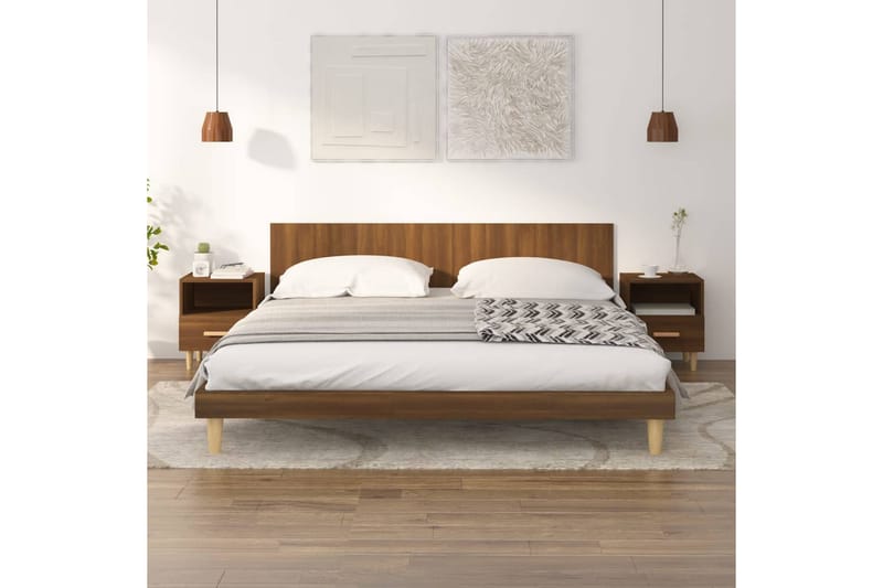 beBasic sengeborde 40x35x47 cm 2 stk. brun egetræsfarve - Brun - Sengebord