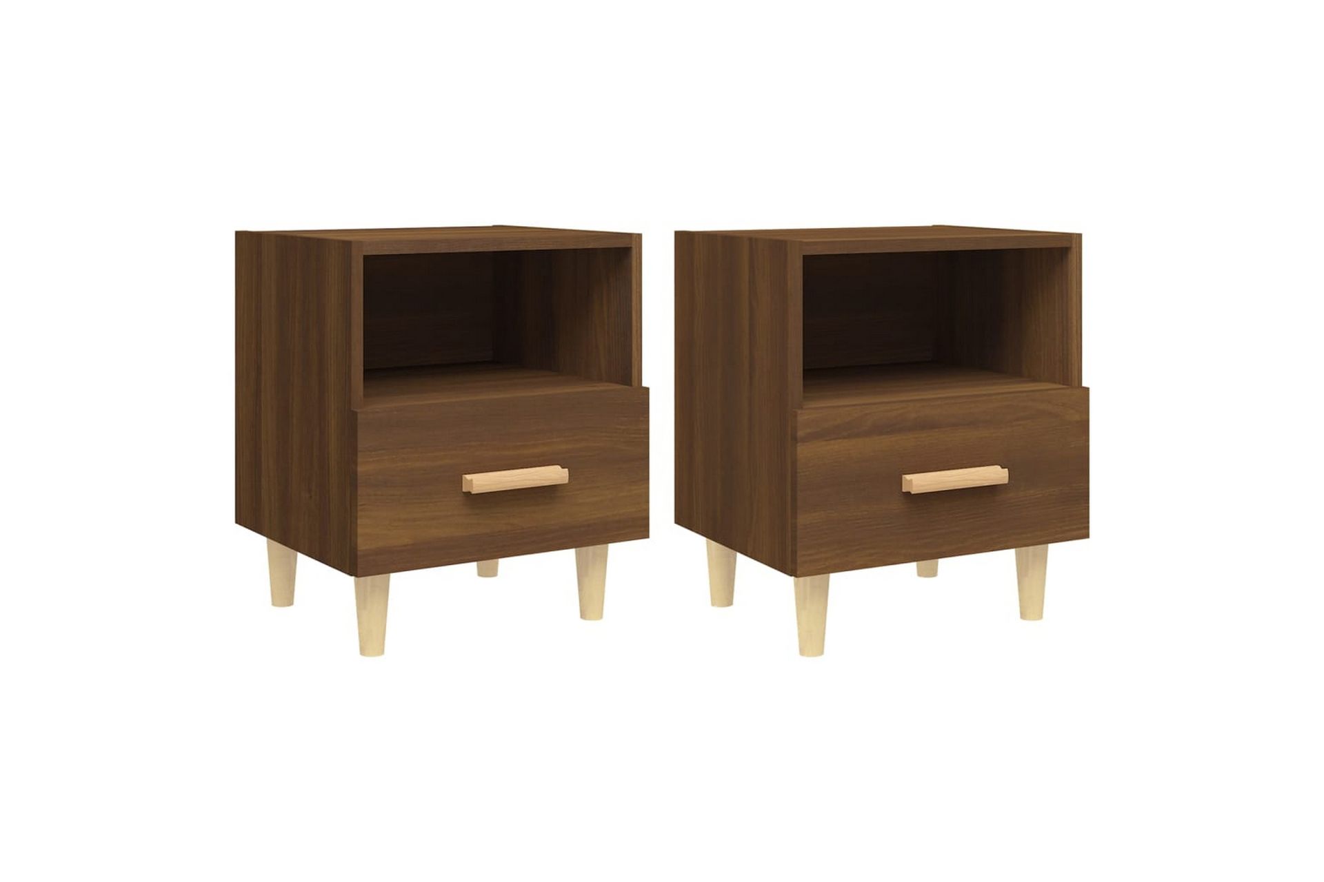 beBasic sengeborde 40x35x47 cm 2 stk. brun egetræsfarve - Brun - Møbler - Borde - Aflastningsbord - Sengebord