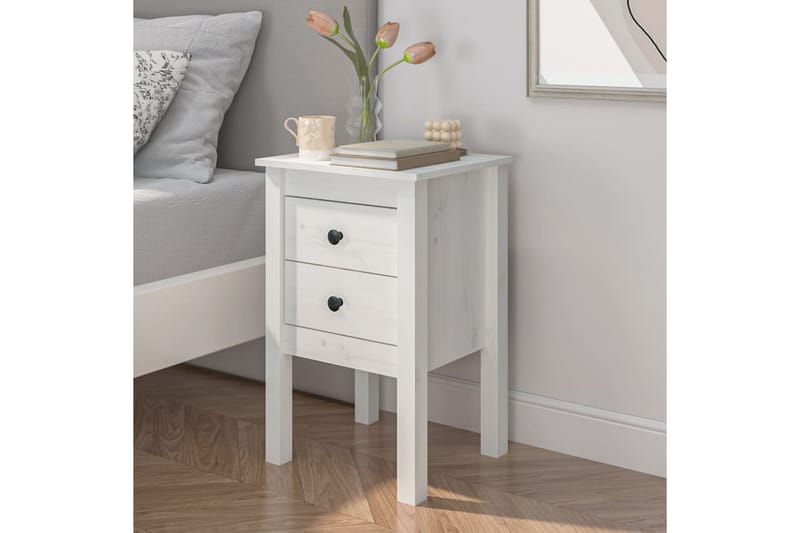 beBasic sengeborde 40x35x61,5 cm massivt fyrretræ hvid - Hvid - Møbler - Borde - Aflastningsbord - Sengebord