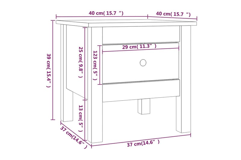 beBasic sidebord 40x40x39 cm massivt fyrretræ hvid - Hvid - Lampebord - Bakkebord & små borde