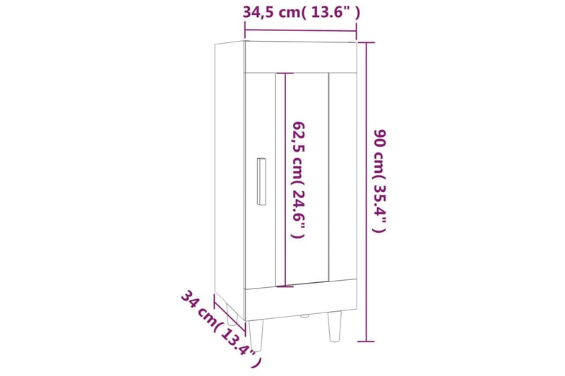 beBasic skænk 34,5x34x90 cm konstrueret træ betongrå - GrÃ¥ - Lampebord - Bakkebord & små borde