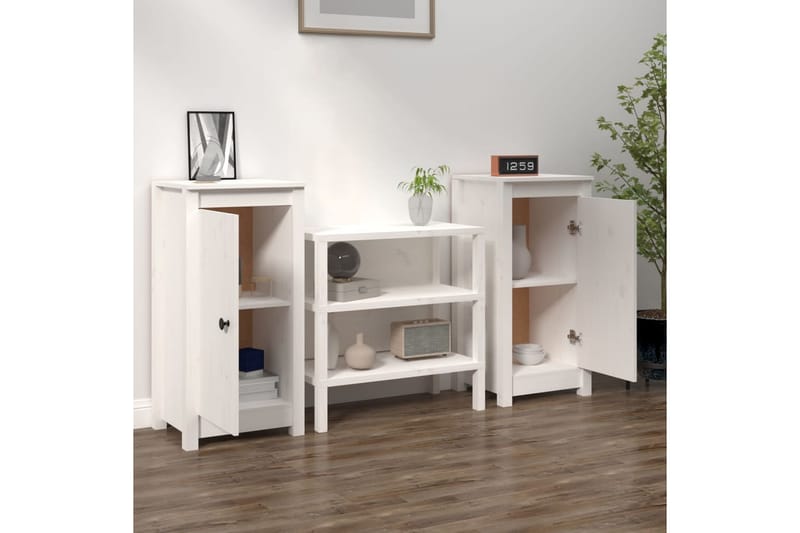 beBasic skænke 2 stk. 40x35x80 cm massivt fyrretræ hvid - Hvid - Møbler - Borde - Aflastningsbord - Lampebord