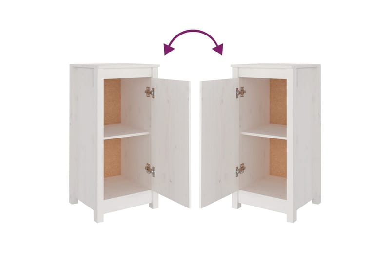 beBasic skænke 2 stk. 40x35x80 cm massivt fyrretræ hvid - Hvid - Møbler - Borde - Aflastningsbord - Lampebord