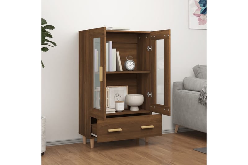 beBasic skab 70x31x115 cm konstrueret træ brun egetræ - Brun - Møbler - Borde - Aflastningsbord - Lampebord
