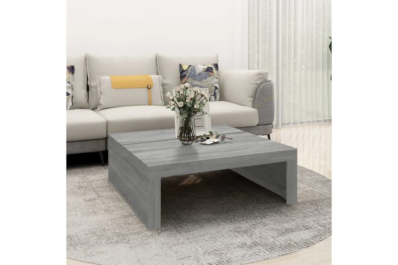 beBasic sofabord 100x100x35 cm konstrueret træ grå sonoma-eg - GrÃ¥ - Møbler - Borde - Aflastningsbord - Lampebord