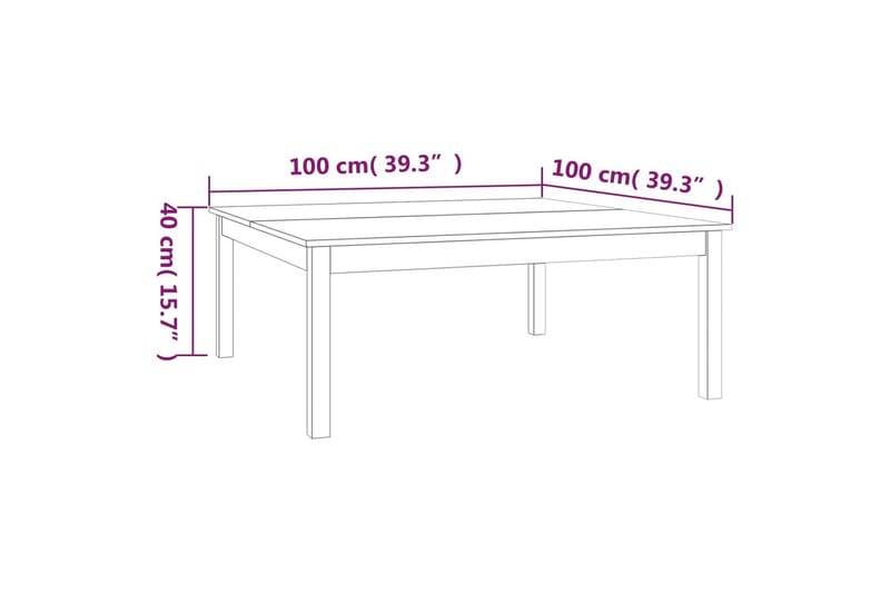 beBasic sofabord 100x100x40 cm massivt fyrretræ grå - GrÃ¥ - Møbler - Borde - Aflastningsbord - Lampebord