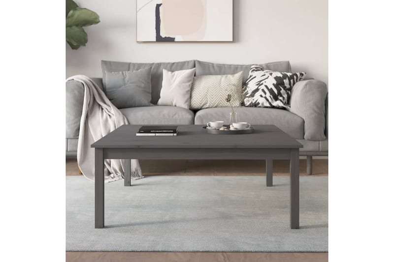 beBasic sofabord 100x100x40 cm massivt fyrretræ grå - GrÃ¥ - Møbler - Borde - Aflastningsbord - Lampebord