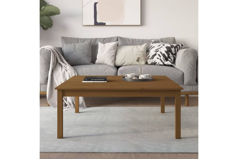 beBasic sofabord 100x100x40 cm massivt fyrretr�æ gyldenbrun - Brun - Møbler - Borde - Aflastningsbord - Lampebord