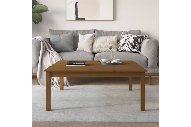 beBasic sofabord 100x100x40 cm massivt fyrretræ gyldenbrun - Brun - Lampebord - Bakkebord & små borde
