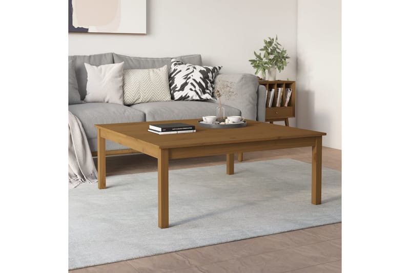 beBasic sofabord 100x100x40 cm massivt fyrretræ gyldenbrun - Brun - Møbler - Borde - Aflastningsbord - Lampebord