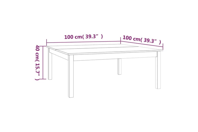 beBasic sofabord 100x100x40 cm massivt fyrretræ gyldenbrun - Brun - Møbler - Borde - Aflastningsbord - Lampebord