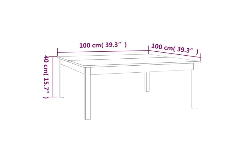 beBasic sofabord 100x100x40 cm massivt fyrretræ gyldenbrun - Brun - Lampebord - Bakkebord & små borde