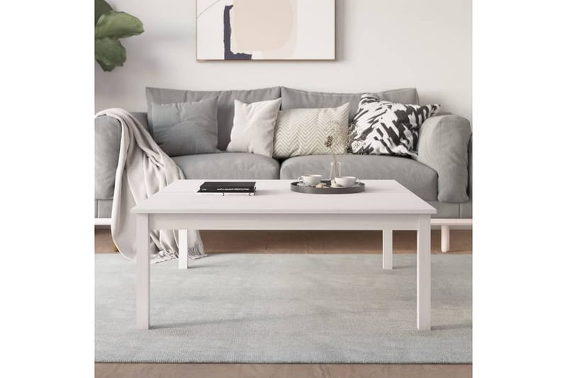 beBasic sofabord 100x100x40 cm massivt fyrretræ hvid - Hvid - Møbler - Borde - Aflastningsbord - Lampebord