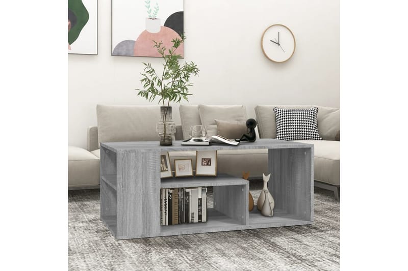 beBasic sofabord 100x50x40 cm konstrueret træ grå sonoma-eg - GrÃ¥ - Møbler - Borde - Aflastningsbord - Lampebord