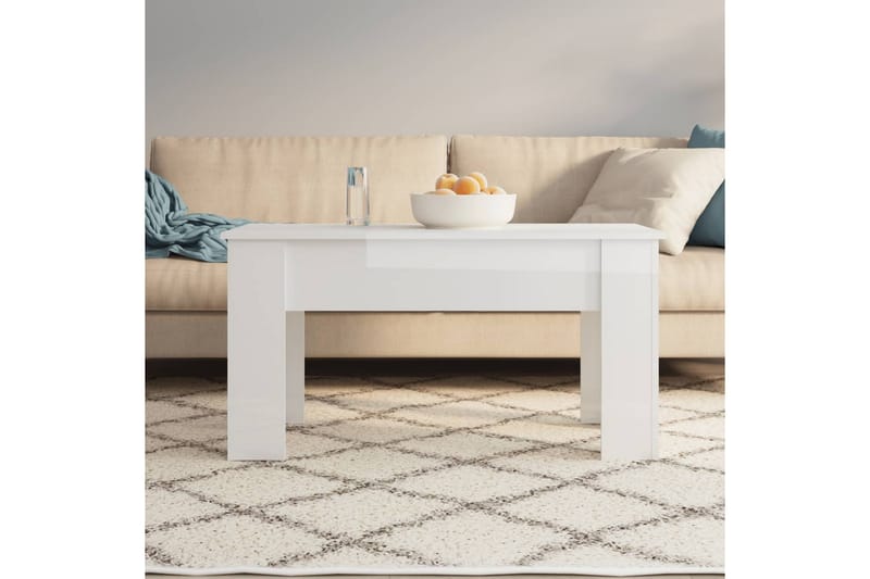 beBasic sofabord 101x49x52 cm konstrueret træ hvid højglans - Hvid - Lampebord - Bakkebord & små borde
